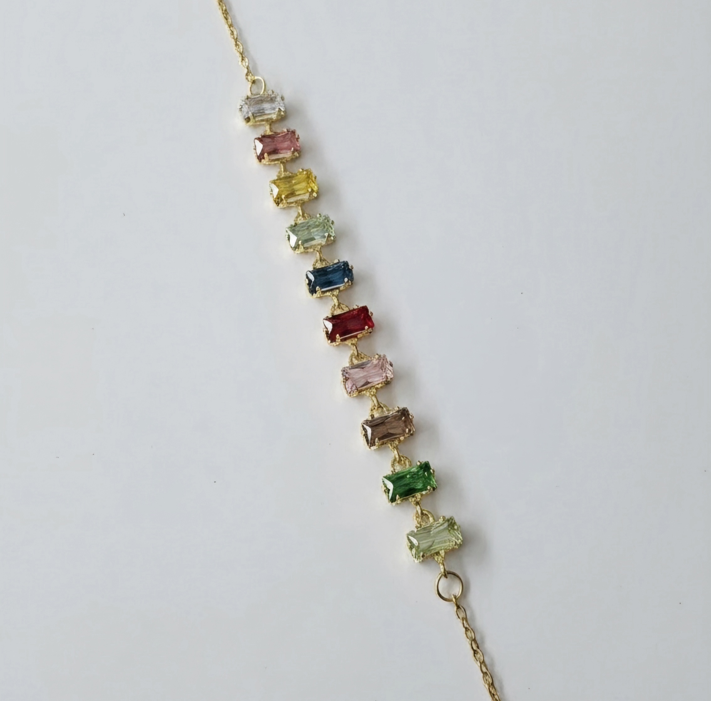 Rainbow Baguette Chain Bracelet — view 2